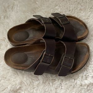 Viking Brown Leather Slide Sandals Size 6.5